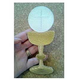 Chalice W/ Host - Vino - Comunión - Iglesia - Parche bordado para planchar