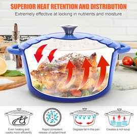 Dutch Oven for Bread Baking, 6QT Enameled Cast Iron sourdough dutch oven with Lid – Includes Proofing Basket, Scoring Lame, Dough Whisk for Sour dough, Bread-making, Blue