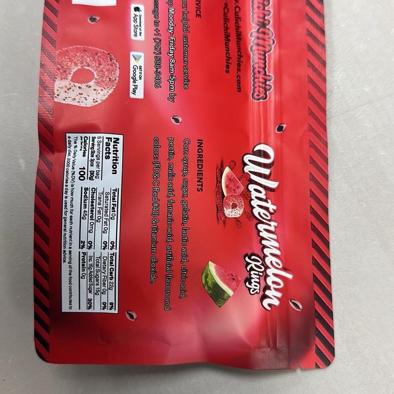 Watermelon flavored rings in chamoy