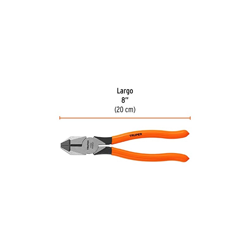 Truper T201-8, Pinza profesional para electricista 8", mango de vinil
