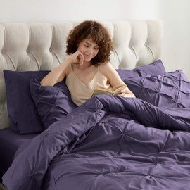 Nestl All Season Comforter Set and Bedding - Purple, 7 Piece - Pinch Pleated, Bags for Full Size Bed, Sheets, Comforter, Pillowcases, Shams