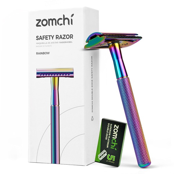 Double Edge Razor for Women, Lady Razor with Sensitive Box, Fits All Double Edge Razor Blades, Plastic Free (Rainbow)