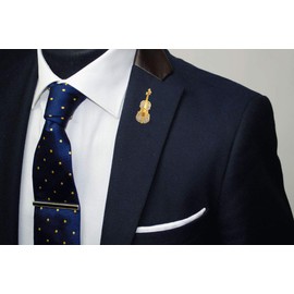 Flairs New York Premium Handmade Enamel Lapel Pin Brooch Badge (Gold Violin, 1 Pin)