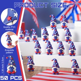 DoubleFill 60 Pcs 4th of July Mini Gnome Decorations Patriotic Rubber Gnomes Red White Blue Figurines Memorial Day Decorations for Independence Day Gift Veterans Day Memorial Day Party Supply