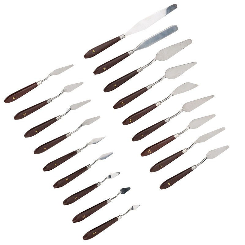 18Pcs Paint Scraper Knife Exquisite Plastic Handle Oil Painting Tool