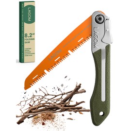 LAGOM Folding Camp Saw for Cutting Branches, 8.2" Straight Blade | SK5 Steel, Ergonomic Handle, One-Hand Use, Secure Lock | Foldable Pruning Tool for Camping, Gardening, Survival, Kayaking, Outdoors