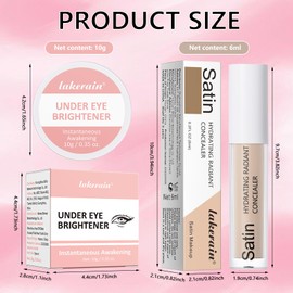 Under Eye Brightener (10 g) + Concealer Dark Circles (6 ml), Concealer Face, Liquid Concealer, Under Eye Brightener Cream, Natural, Smooth, Nourishing, Helps Correct the Skin Tone of the Eye Area