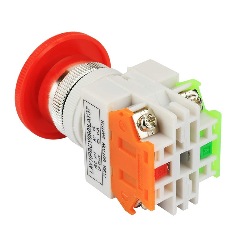 Nxtop 2PCS Red Mushroom Cap 1NO 1NC DPST Emergency Stop