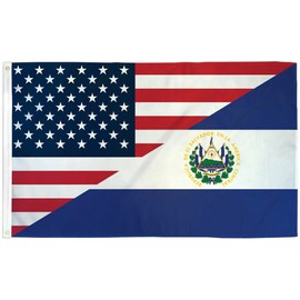 Trade Winds USA and El Salvador Combination Flag 3x5 USA and El Salvador Combo Flag America 100D Polyester Banner 3inchx5inch