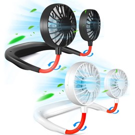 JUANANIUG Portable Neck Fan Rechargeable Personal Hand-Free Fan Mini USB Wearable Neckband Sport Fan,3 Speed Adjustable,360 Degrees Free Rotation Perfect for Working,Traveling,Office,Reading…