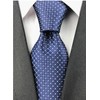Elfeves Men's Classic Navy Blue Jacquard Woven Ties Check Pattern
