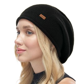 FURTALK Cashmere Slouchy Beanies for Women Winter Hats Soft Warm Beanie Hat Ladies Wool Knitting Skull Beanies Black