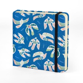 Small Square 5x5" 80gsm Mini Notebooks Blank Pages Sketchbooks Travel Journal Pocket Hardcover Paint Writing Notebook Blank Diary Memo Planner Sketchbook Fabric Cover, Bird