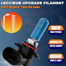 LECCIBUB Headlight Bulbs Compatible With Mazda 3 2010-2018, 9005 High Beam + H11 Low Beam Halogen Light Bulb Combo, Super Bright 6000K White, Plug and Play, Pack of 4
