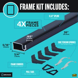 M-D Building Products 14107 5/16 in. x 36 in. x 36 in. Bronze Aluminum Screen Frame Kit