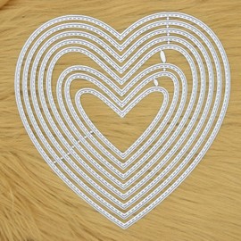 Large Nest of 8 Heart Stitch Patterned Metal Cutting Dies for Stencils, Card Making, Scrapbooking, Invitations Paper Crafts, DIY Crafts H9