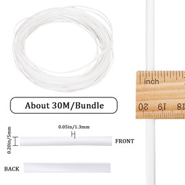 GORGECRAFT 5mm x 30m Rattan Weave Material Plastic Flat Basket Wicker Weaving Reed Supply Synthetic Rattan Woven Furniture Repair Kit Plastic Cane Wooden Fix for Garden Patio Chair Sofa Box White