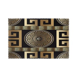 Retro Black Gold Greek Key Meander Luxury Placemats for Dining Table Set of 6,Four Seasons Kitchen Dining Table Decoration for Indoor Party Home 12x18 inch