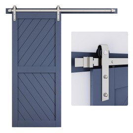 EaseLife 6.7 FT Brushed Nickel Sliding Barn Door Hardware Track Kit,Basic J Pulley,Heavy Duty,Slide Smoothly Quietly,Easy Install (6.7FT Track Kit for 36"~40" Wide Single Door)