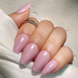 30PCS Short Almond Press on Nails – Pink Purple Fake Nails with 15 Sizes, Soft Back Edge & Durable Tip, No Measuring Needed, Reusable Stick-On Nail Tips for Women