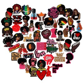 wonmon 60 PCS Black Girl Magic Shoe Charms, Black Lives Matter Charms for Shoe Clog Decoration, Colorful and Cute Designs Shoe Charms for Girls Adult Women, Black Fashion Pink Charm