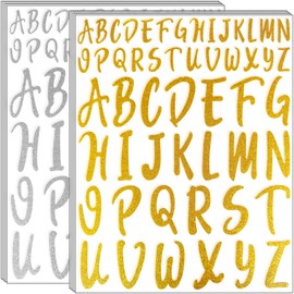Waynoda Glitter Letter Stickers 520 Pieces 10 Sheets Alphabet Stickers Self Adhesive Stick on Letters Capital Alphabet Sticker Letter(Gold and Silver,1Inch,2Inch)