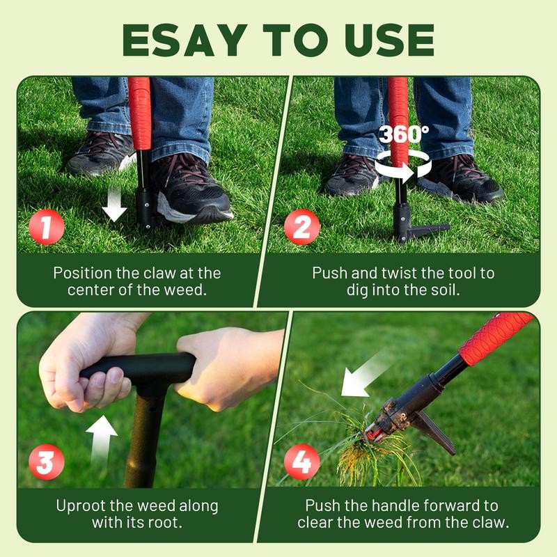 EZARC Garden Weeding Tool Set, Long Handle with Easy-Eject Mechanism,