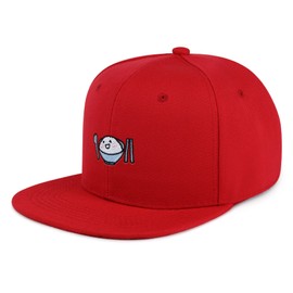 Yum Yum Hip-Hop Snapback Hat Embroidered Red Baseball Cap Asian Food Rice
