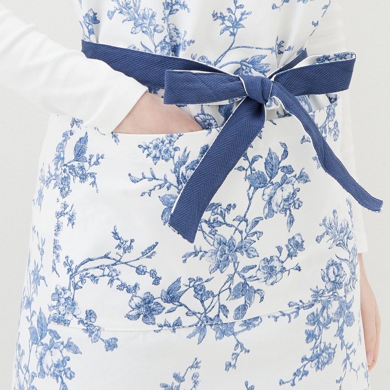 Francfranc Botanical Cotton Full Apron, blue