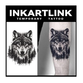 INKARTLINK Tattoo Tech, 2 Sheets Large Semi Permanent Tattoo, Temporary Tattoos, Last 1-2 Weeks, Waterproof, Realistic Look, No Adhesive, No Reflection （animal man)310