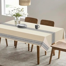 Comfy-co Farmhouse Tablecloth 55x70 inches Rectangle 100% Cotton - Rustic Heavy Duty Washable Dining Table Cover - Ideal for Dinner Party Wedding Christmas Holidays Everyday Use Tablecloth Grey