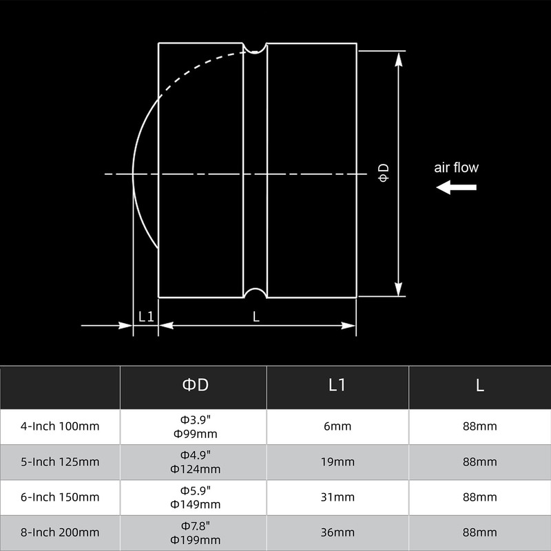 FRESH SPEED 6-Inch Professional Backdraft Damper Shutter Connector Duct