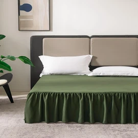 Green Bed Skirt Queen Size Ruffled Bed Skirt with Split Corners, Queen Bed Skirt 12 Inch Drop, TSUTOMI Queen Size Bed Skirt Green for Ruffled Bed Skirt with Split Corners, Bed Skirt Queen Size