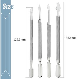TOVOT 4PCS Stainless Steel Cuticle Pushers Nail Pusher Tool Cuticle Removal Tools Nail Scraper Professional Cuticle Tools for Fingernails Toenails
