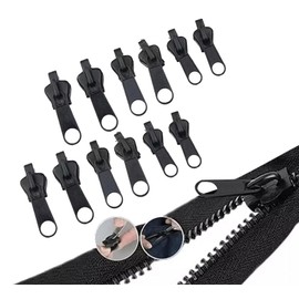Replacement Zipper Pull - 12pcs, Black Universal Instant Fix Repair Kit Zip Slider Teeth Zippers, Jacket Zipper Replacement, Design Arts, Crafts and Sewing