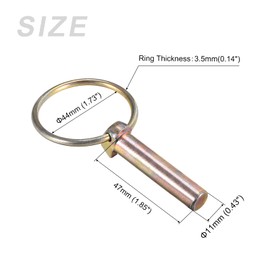 METALLIXITY 2pcs 11mm x 47mm Lynch Pin with Ring Carbon Steel Lynch Pin Lock Clip Fastener Pin for Home Construction Tractor Trailer Truck Lawn Mower Trolley
