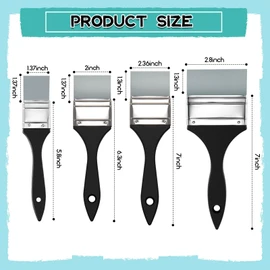 4 Pieces Silicone Paint Brush Set Color Shapers Silicone Brushes for Resin Painting Flat Paintbrush Acrylic and Water Based Tool(1.5/2/ 2.5/3 in Wide)