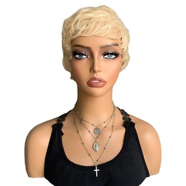 CGVG Short Hair Wig Women's Short Curly Blonde Wig Women Short Hair Natural Layered Modern Daily Use Party