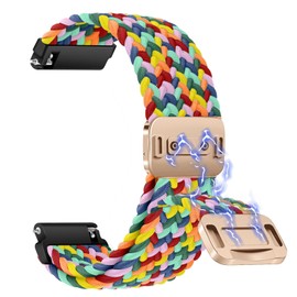 KoGiio For 22 mm 20 mm braided bracelet for 22 mm, men's and women's replacement watch strap, magnetic replacement straps compatible with 22 mm - rainbow colours