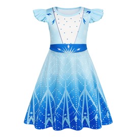 Jurebecia Girls Nightgowns Princess Nightdress Snow Queen Flutter Sleeves Pajamas Sleepwear Nightie Dress Night Gown for Kids 5t