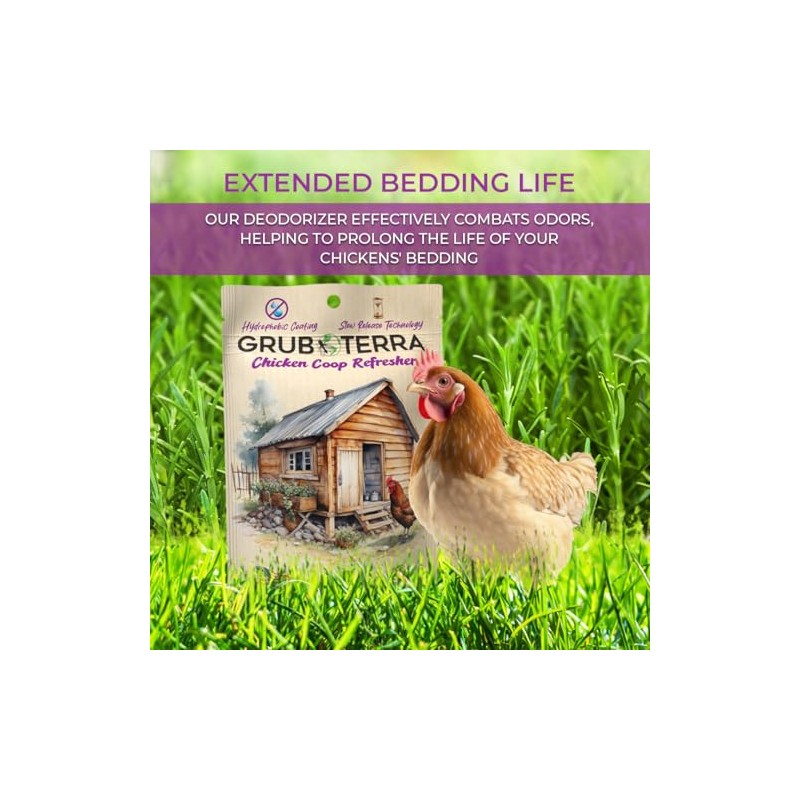 GrubTerra Coop Deodorizer Odor Eliminator for Chicken Pen Suitable for