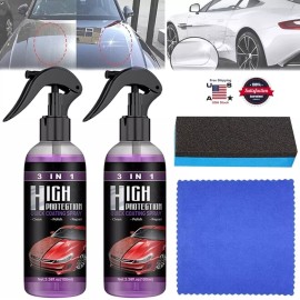 Unbranded 3 in 1 High Protection Quick Car Coat Ceramic Coating Spray Hydrophobic 100ML US - 2 Pads Only
