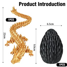 AHEJIOO 3D Dragon Egg Mystical Dragon 3D Dragon Dragon Egg with Dragon, Realistic Children's Toy & Christmas Easter Decoration, Collector's Gift for Adults, Black Magic Fantasy Design