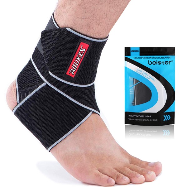 Beister Adjustable Compression Ankle Brace, Elastic Foot Support Wrap, Sprains