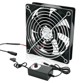120 mm PC Fan, 12 V Case Fan with Power Plug and Continuous Speed Controller (2700 RPM) - Quiet, Powerful Fan for Computer, Server, Gaming PC, AV Cabin, Router