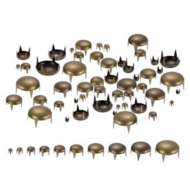 sourcing map 100Pcs Bronze Round Dome Rivets, 10 Sizes Brass Spike Studs Spots Punk Rock Nailheads Claw Beads Assorted Kit for DIY Clothes Belt Bag Shoes Bracelet Leather Craft