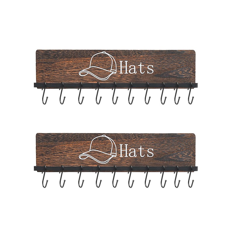 FANGSUN Hat Rack for Wall, Wooden Baseball Cap Organizer with