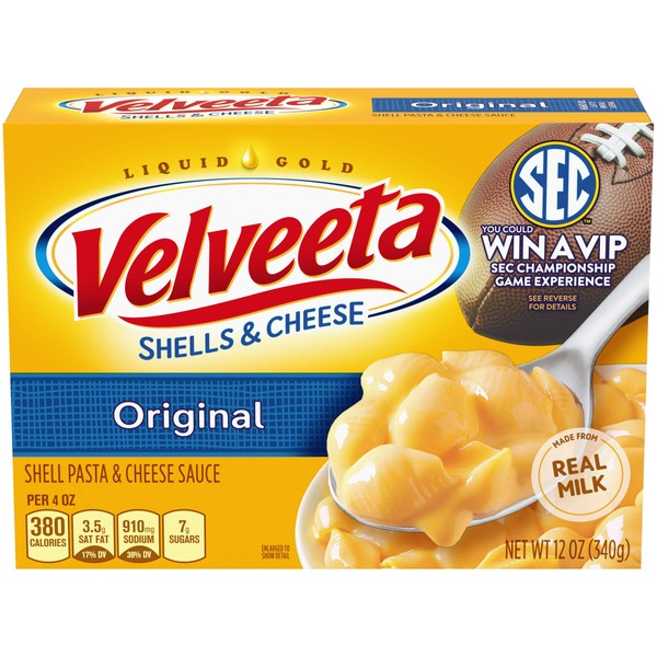 Velveeta Original Shells & Cheese Meal (12 oz Boxes, Pack of 6)