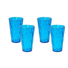 Omada Design 4 Tumbler Transparent and Colored Drink Glasses, 17,60 fl oz, Diamond Line