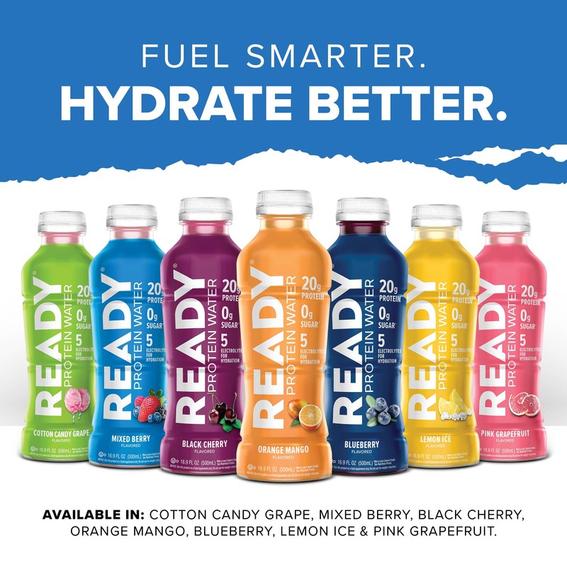 Ready® Protein Water – 20g Whey Protein Isolate, Zero Sugar,
